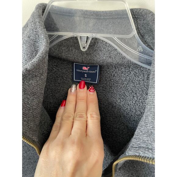 Vineyard Vines Pullover Quarter Zip Fleece Jacket Gray Size Small - Picture 7 of 9